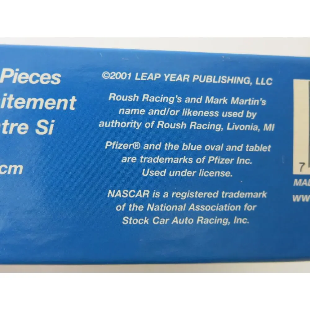 NASCAR Pfizer Racing Mark Martin #6 NEW Puzzle 100 Pieces Vintage 2001 Toy Game